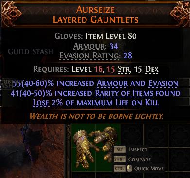 MMOJUGG 流亡黯道 2 (Path of Exile 2) AURSEIZE LAYERED GAUNTLETS#1017380 Funktion und Verwendung des Gegenstände